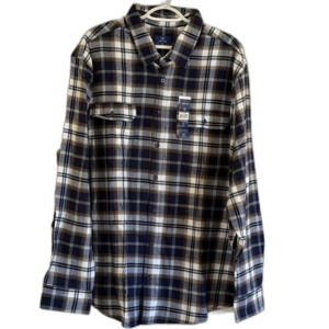 NWT George Dark Navy Plaid Flannel Shirt Mens Big Tall 2X Tall